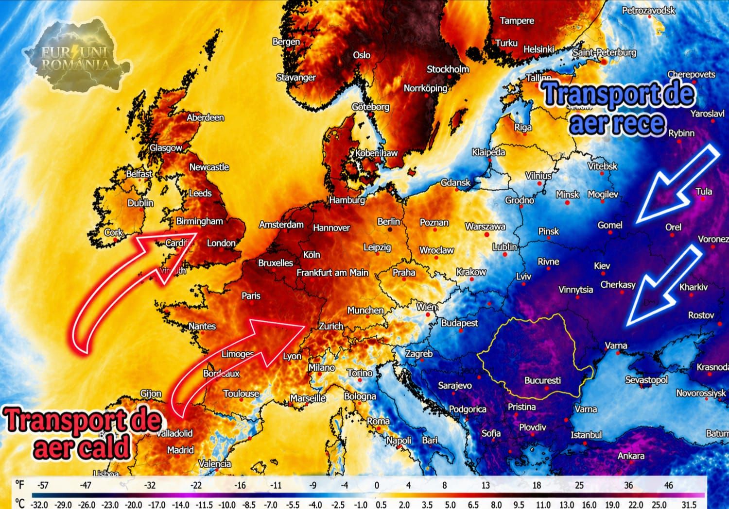 „Invazie” rusească de aer rece în România! Se anunță temperaturi cu -5 grade Celsius! Mini-vacanța de 1 Mai va fi stricată de vremea capricioasă 
