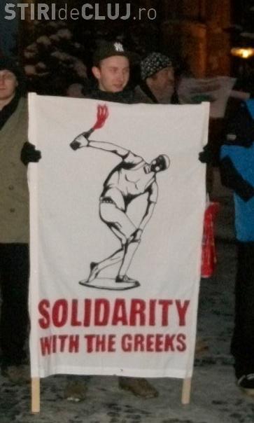 Clujenii s-au solidarizat cu grecii si au protestat pentru libertate
