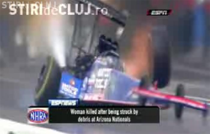 O femeie a fost ucisa de o roata desprinsa de pe un bolid, in timpul unei curse de dragster in SUA - VIDEO