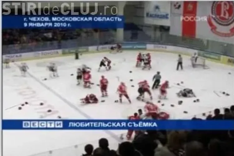 Bataie in toata regula la un meci de hochei din Rusia-VEZI VIDEO