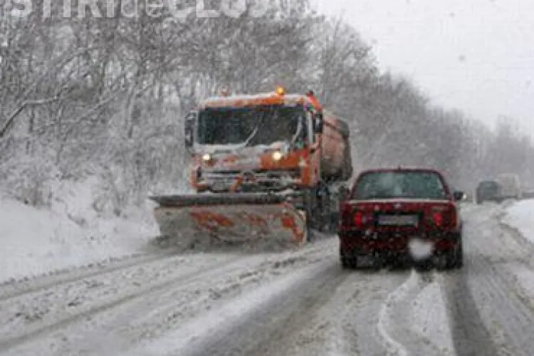 Avertizare - Drumarii anunta ca va ninge puternic in tot judetul pana joi