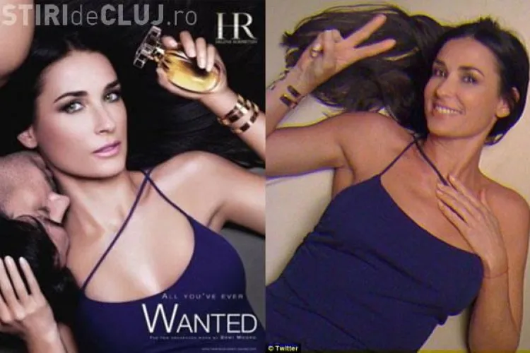 Demi Moore "retusata" in Photoshop pentru o reclama la parfum