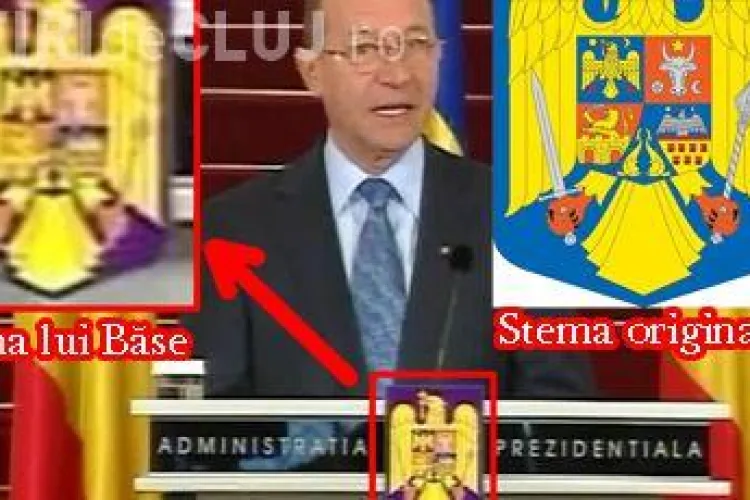Basescu a schimbat culoarea de pe stema nationala din albastru in violet
