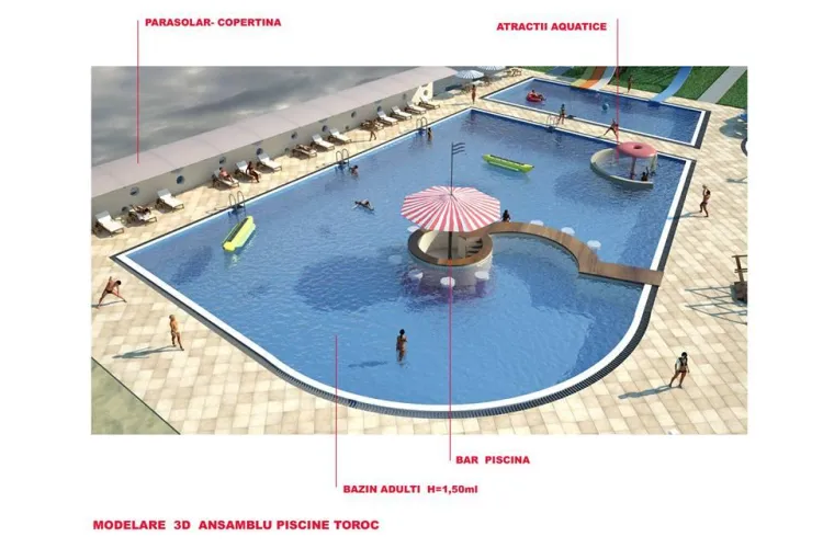 Parcul Balnear Toroc de la Dej se modernizeaza. Cum vor arăta bazinele - FOTO 