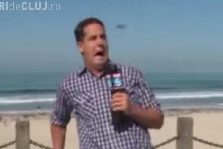 Reacția amuzantă a unui reporter speriat de un gândac. Totul a fost transmis live VIDEO