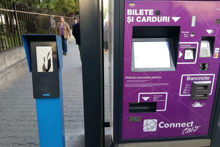 Un nou automat din sistemul de ticketing a fost spart la Cluj-Napoca - FOTO