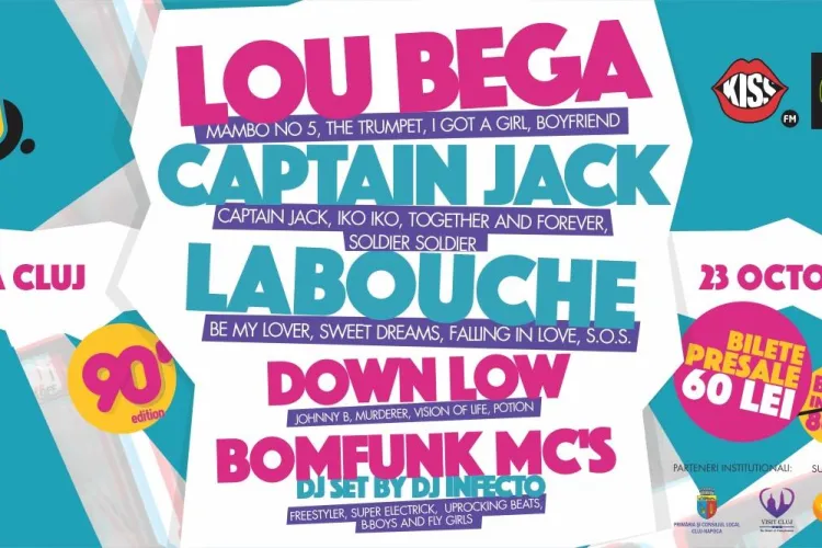 LOU BEGA, LA BOUCHE, BOMFUNK MC'S aduc la Cluj, LIVE, discoteca anilor '90. Ce BILETE mai sunt de vânzare