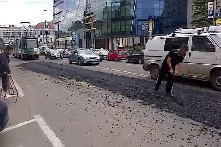 Au asfaltat șinele de tramvai de pe Barițiu. Râde țara de Cluj, dar nu e pe bună dreptate - VIDEO