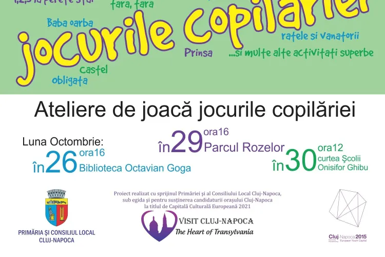 Copiii clujeni, invitați la joacă în parcurile din oraș. Vor redescoperi ”jocurile copilăriei”