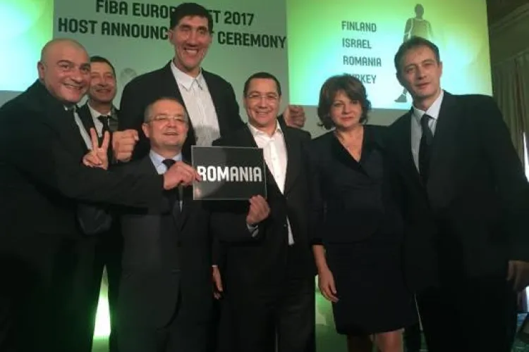 Clujul va găzdui meciuri de la EuroBasket 2017. Emil Boc, Ghiță Mureșan și Victor Ponta au susținut România - FOTO