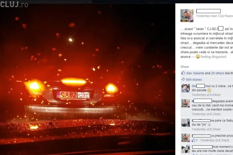 Are Mercedes, dar degeaba. L-a fotografiat în Florești când arunca pe geam gunoaie - FOTO