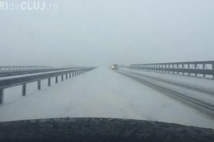 Autostrada Transilvania e ACOPERITĂ de zăpadă: Pentru ce plătim taxe de drum ? Veșnica întrebare - FOTO