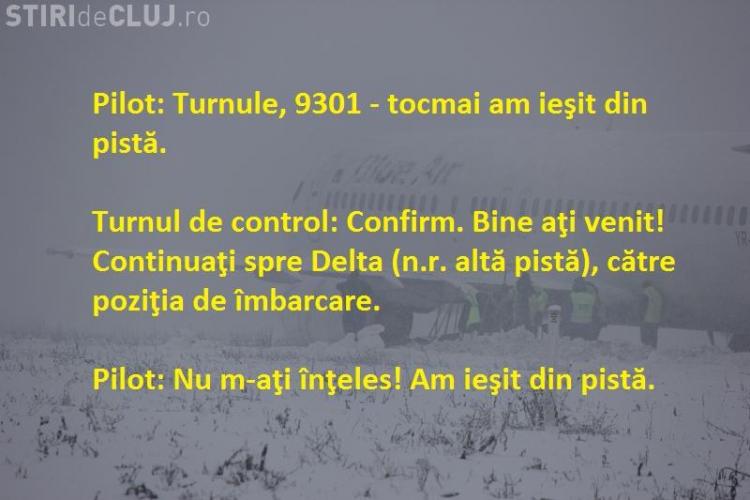 Avion Blue Air a ratat aterizarea la Cluj. Pilotul a avut un DIALOG incredibil cu turnul de control