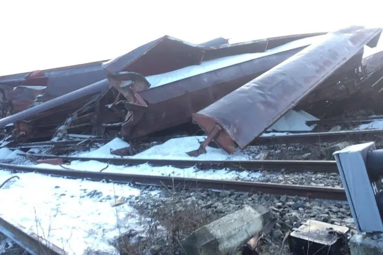 Tren deraiat între Dej și Jibou. Transporta sare de la Dej și mergea în Ungaria - VIDEO