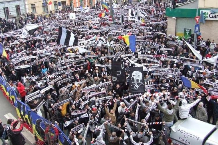 U Cluj scoate 10.000 de suporteri în stradă. Restricţii de circulaţie pentru astăzi, 10 martie