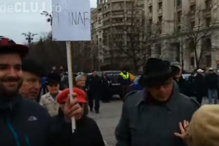 Ce a pățit un tânăr care a mers la mitingul Antena 3 cu un banner ”I love ANAF”: Fură și el ca Băsescu VIDEO