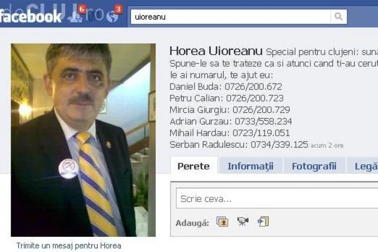 Uioreanu isi indeamna prietenii, pe Facebook, sa-i sune pe parlamentarii PDL Cluj si sa le ceara sa voteze motiunea
