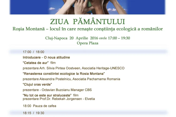 ZIUA PĂMÂNTULUI, sărbătorită la Cluj-Napoca cu o dezbatere despre Roşia Montană