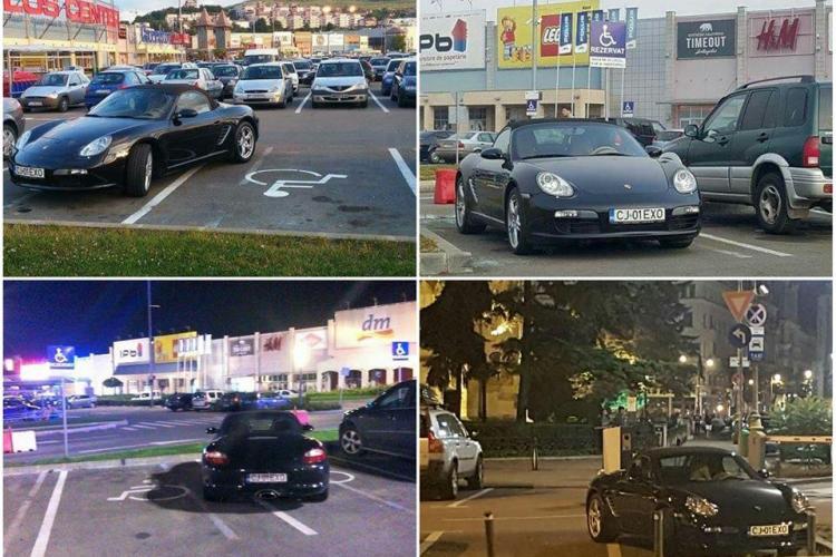 Un șofer cu Porsche e ABONAT la parcări pe locul persoanelor cu handicap - FOTO