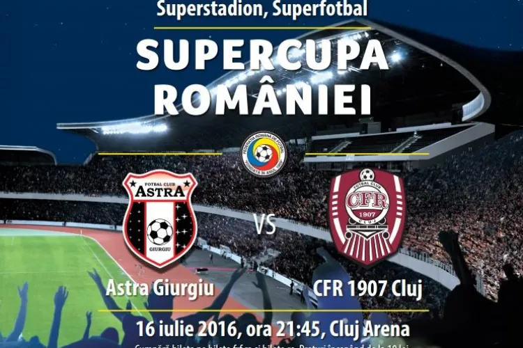 Știri de Cluj oferă 4 bilete la Supercupa României: CFR Cluj - Astra Giurgiu, pe Cluj Arena