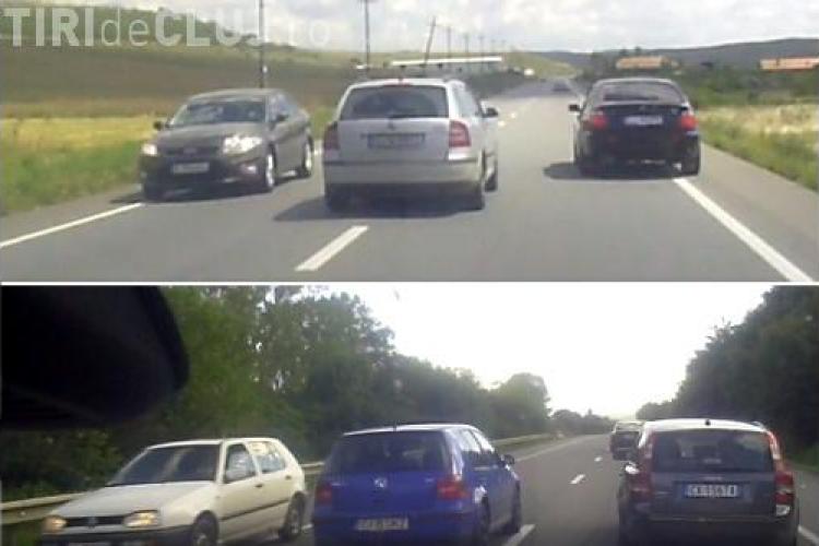 Idioți în depășire la Cluj! Își pun viața în pericol pentru un avans de 5 metri - VIDEO