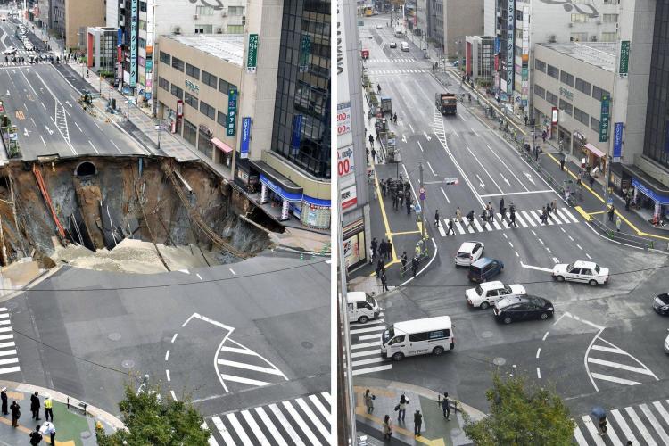 Japonezii au reparat în 2 zile, ceea ce părea imposibil! Surparea de teren a dispărut - FOTO