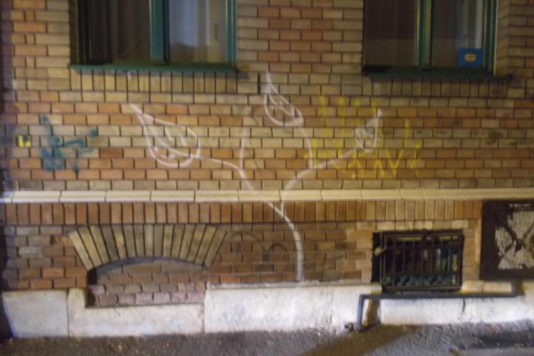 Cluj-Napoca: Prins în flagrant când mâzgălea pereții de pe Iuliu Maniu - FOTO
