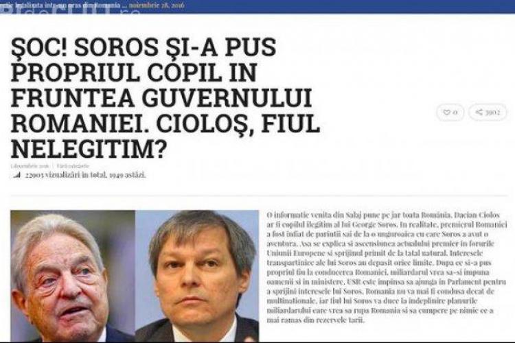 Ştire falsă! ”Cioloş, copilul ilegitim al lui Soros”