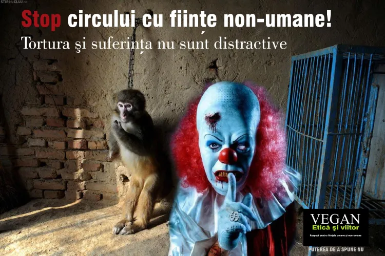 Cluj - Protest împotriva folosirii animalelor la circurile din România