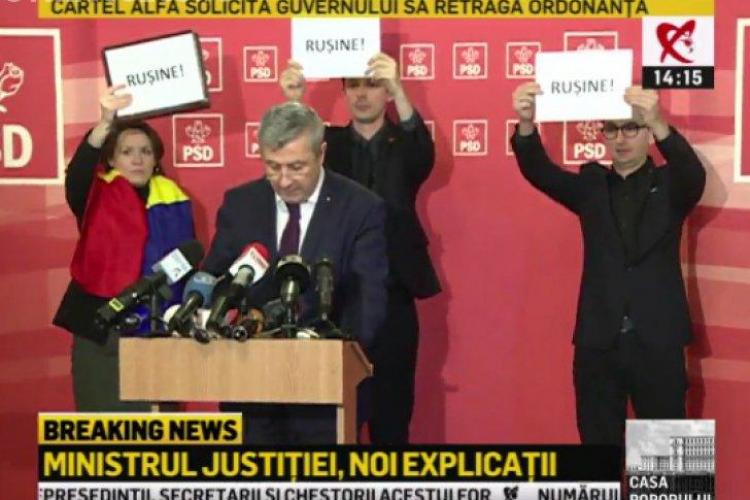 Ministrul Justiției, boicotat de parlamentarii USR într-o conferință de presă. Încearcă să justifice ordonanța grațierii FOTO