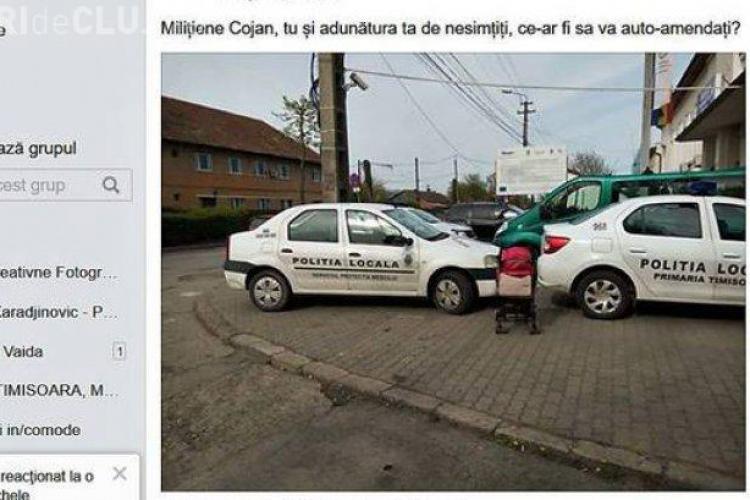 Român amendat cu 900 de lei pentru că a distribuit pe Facebook o fotografie cu maşini de poliţie