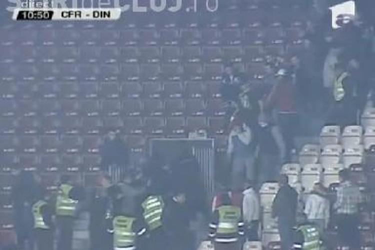 Fanii CFR Cluj si Dinamo s-au batut in tribune - VIDEO