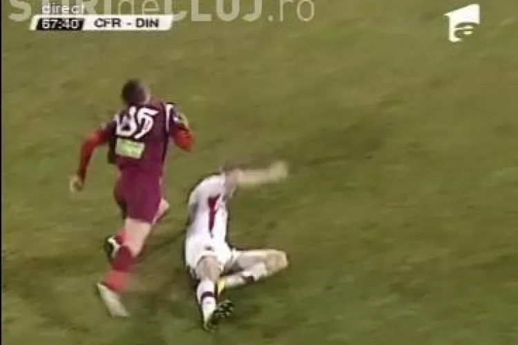 Moti era sa ii rupa piciorul lui Cristi Bud! Vezi toata faza cu intrarea criminala a dinamovistului - VIDEO