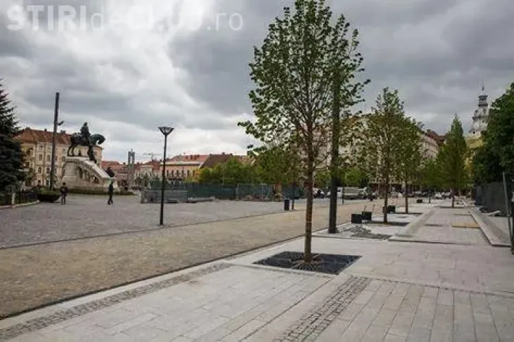 Latura vestică a Pieței Unirii, aproape finalizată. Vezi când va fi gata noua zonă pietonală FOTO