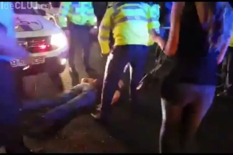 VIDEO - Momentul când Boureanu primește un pumn de la polițist și CADE LAT 