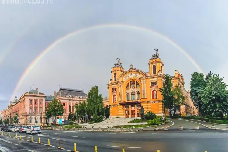 Clujul ”apărat” de un minunat curcubeu! Dacă nu ați apucat să îl vedeți ... - VIDEO