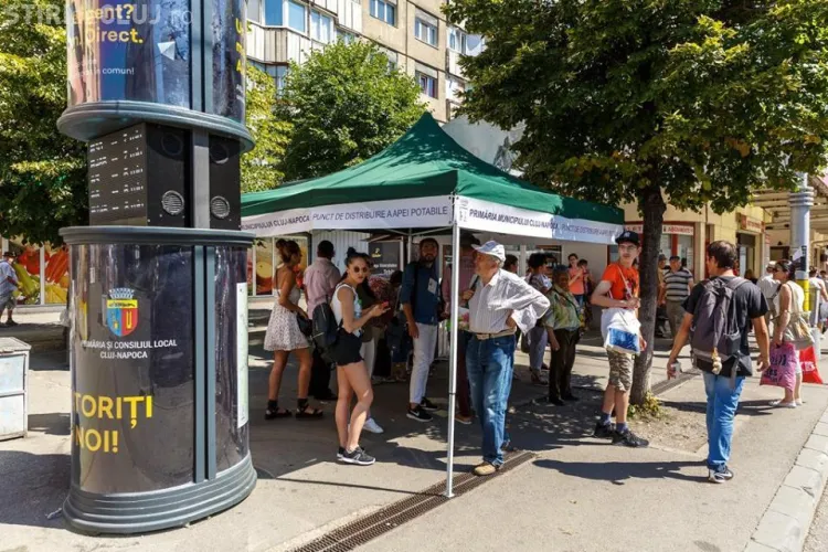 Primăria Cluj a amenajat puncte de distribuire a apei pe timp de caniculă. Vezi unde se găsesc