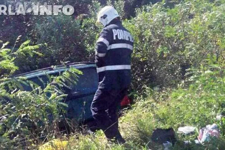 CLUJ: Accident la Livada. Un șofer a ”zburat” de pe șosea FOTO