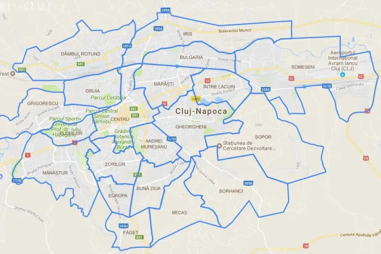 Cluj: Harta cartierelor! Cum au crescut cartierele Clujului din 2016 în 2017