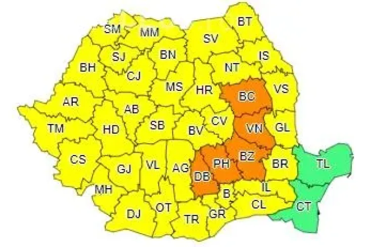 Toată România sub cod galben și portocaliu de furtuni și vijelii! Ce anunță ANM