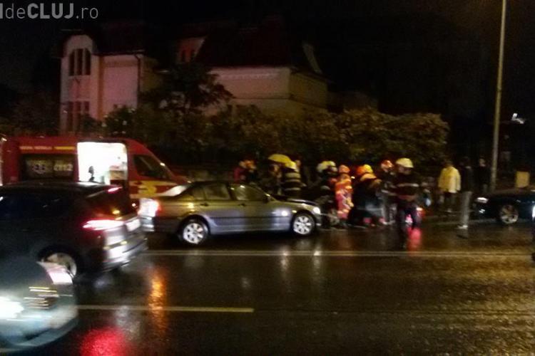 Ploaia și neatenția fac victime la Cluj! Șoferul unui BMW a cauzat un accident cu victimă pe Calea Turzii FOTO