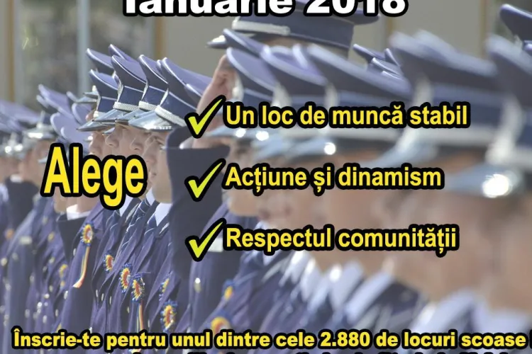 Concurs de admitere la școlile de Poliție, în ianuarie 2018! La Cluj se pun la bătaie 300 de posturi