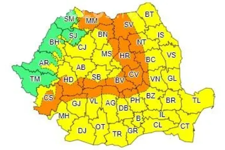 Clujul sub COD GALBEN de vijelii și temperaturi scăzute. Ce anunță ANM