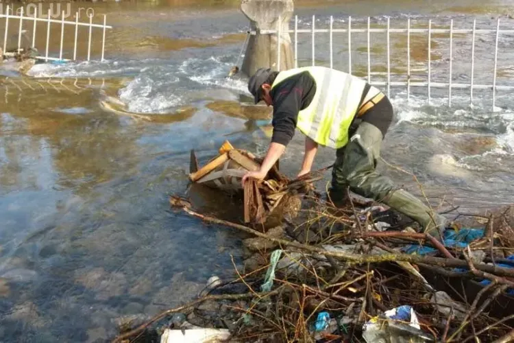 Stăvilarele de pe Someș sunt pline cu gunoaie dinspre Florești - FOTO