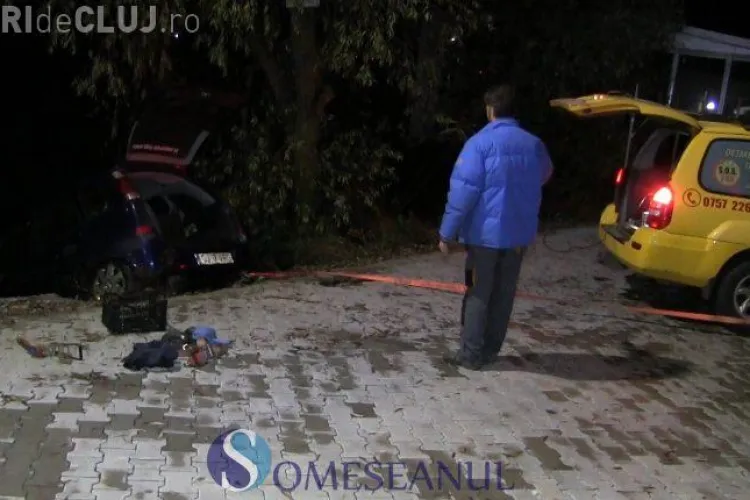 Accident la ieșire din Gherla. O mașină a ajuns în Someș VIDEO