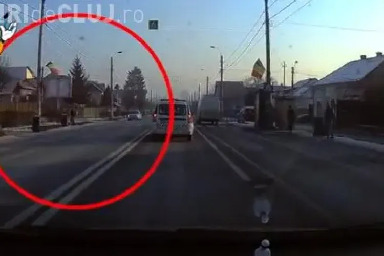 Cluj: A frânat violent numai când a văzut că și Poliția a oprit la trecerea de pietoni - VIDEO