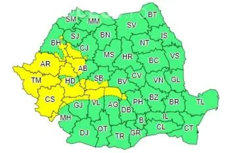 Cod galben de vânt puternic în mai multe județe din țară. Clujul este afectat