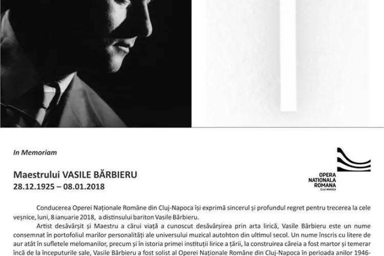 A murit un cunoscut bariton de la Opera Cluj