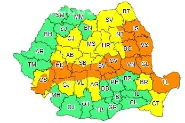 Clujul, din nou sub cod galben de ninsori! Mai multe județe sunt sub avertisment de tip cod portocaliu