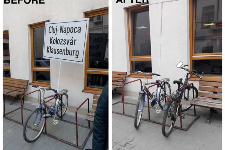 Plângere penală pentru dispariția plăcuței trilinvge de la Primărie - FOTO